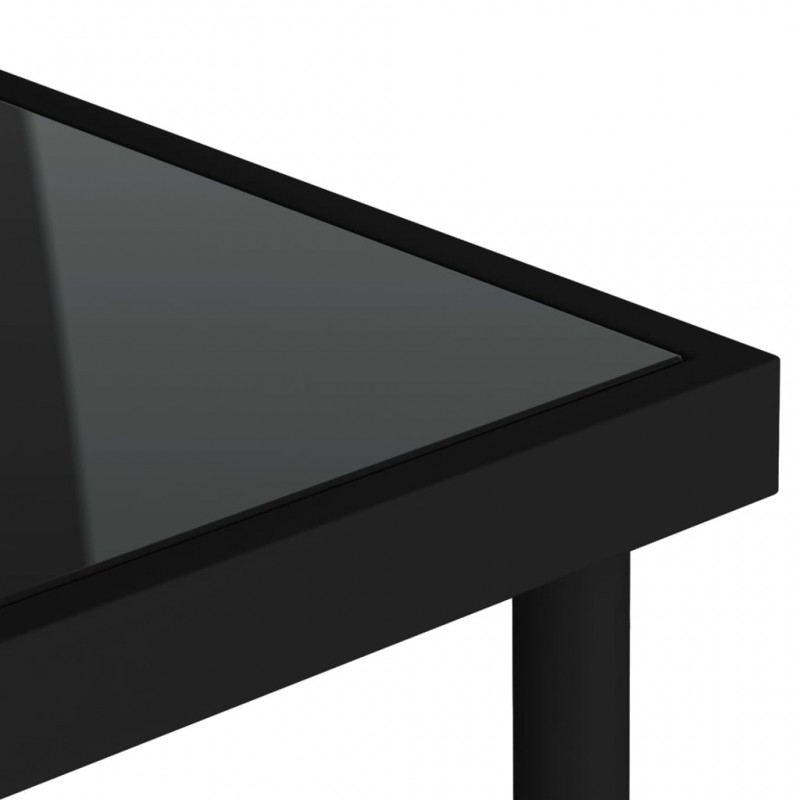 Τραπέζι Εξωτερικού Χώρου Μαύρο 80x80x72 εκ. Γυαλί / Ατσάλι