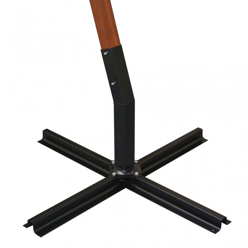 Ομπρέλα κρεμαστή μαύρη με ιστό από μασίφ ξύλο ελάτης 3,5x2,9 μ