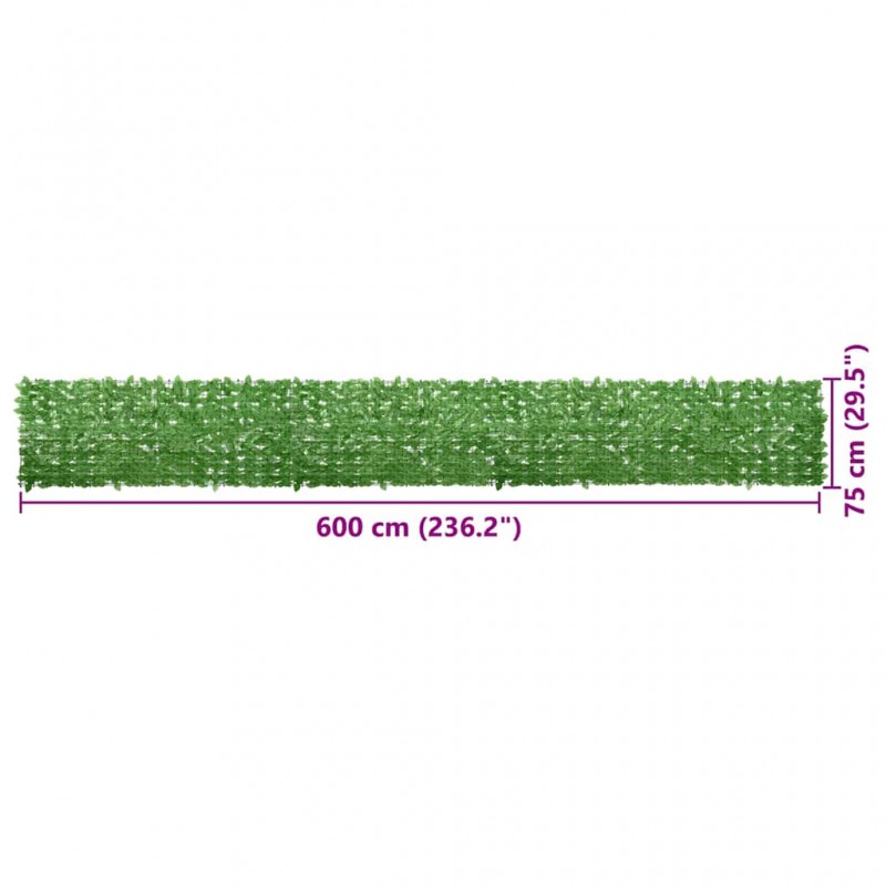 Διαχωριστικό Βεράντας με Φύλλα Πράσινο 600 x 75 εκ.