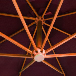 Ομπρέλα κρεμαστή μπορντό με ιστό από μασίφ ξύλο ελάτης 3,5x2,9 μ