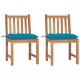 Καρέκλες Κήπου 2 τεμ. από Μασίφ Ξύλο Teak με Μαξιλάρια