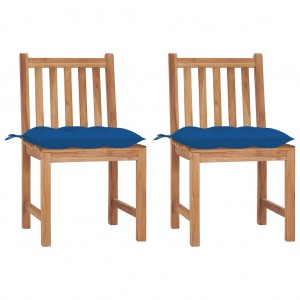 Καρέκλες Κήπου 2 τεμ. από Μασίφ Ξύλο Teak με Μαξιλάρια