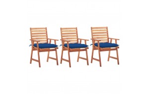 Καρέκλες Τραπεζαρίας Εξ. Χώρου 3 τεμ. Ξύλο Ακακίας με Μαξιλάρια