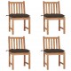 Καρέκλες Κήπου 4 τεμ. από Μασίφ Ξύλο Teak με Μαξιλάρια