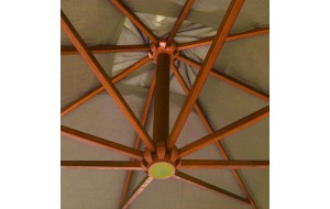Ομπρέλα κρεμαστή σε χρώμα taupe με ιστό από μασίφ ξύλο ελάτης 3x3 μ