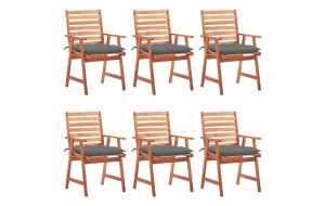  Καρέκλες Τραπεζαρίας Εξ. Χώρου 6 τεμ. Ξύλο Ακακίας με Μαξιλάρια