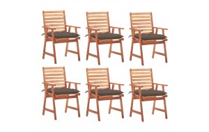  Καρέκλες Τραπεζαρίας Εξ. Χώρου 6 τεμ. Ξύλο Ακακίας με Μαξιλάρια
