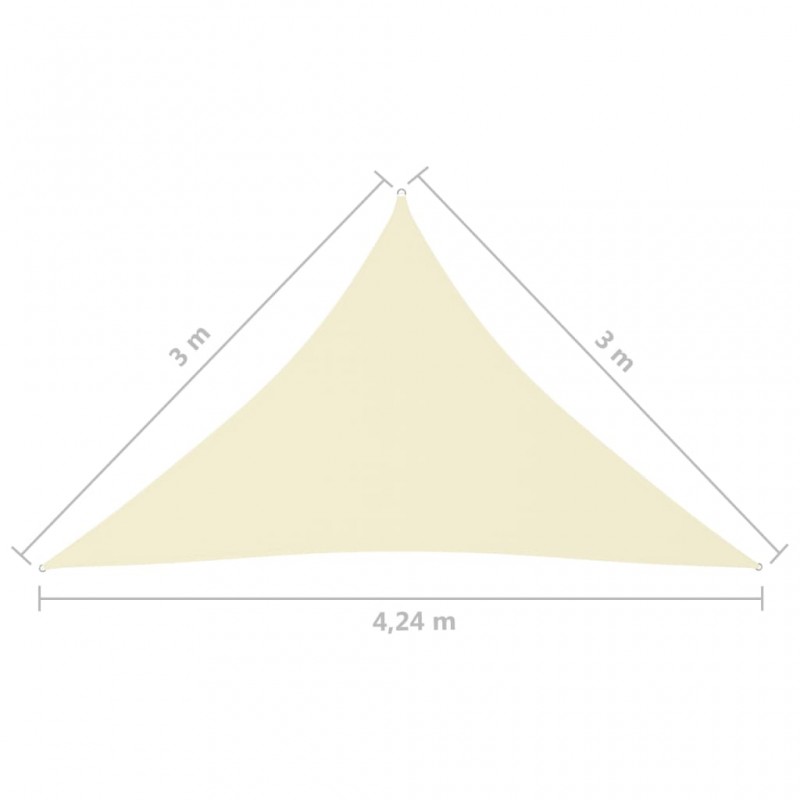 Πανί Σκίασης Τρίγωνο Κρεμ 3 x 3 x 4,24 μ. από Ύφασμα Oxford