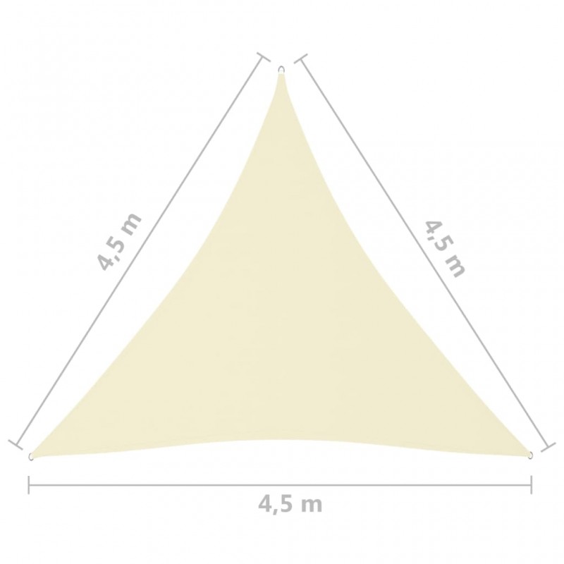 Πανί Σκίασης Τρίγωνο Κρεμ 4,5 x 4,5 x 4,5 μ. από Ύφασμα Oxford