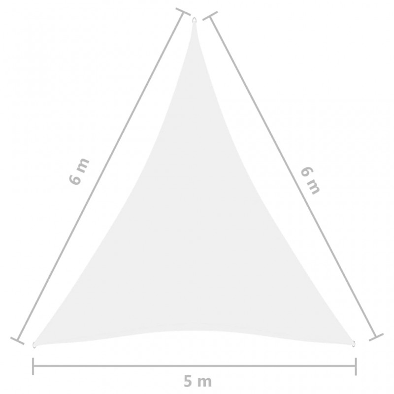 Πανί Σκίασης Τρίγωνο Λευκό 5 x 6 x 6 μ. από Ύφασμα Oxford