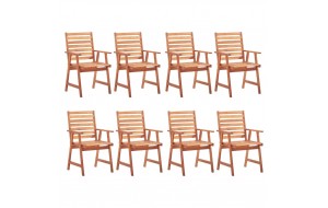  Καρέκλες Τραπεζαρίας Εξ. Χώρου 8 τεμ. Ξύλο Ακακίας με Μαξιλάρια