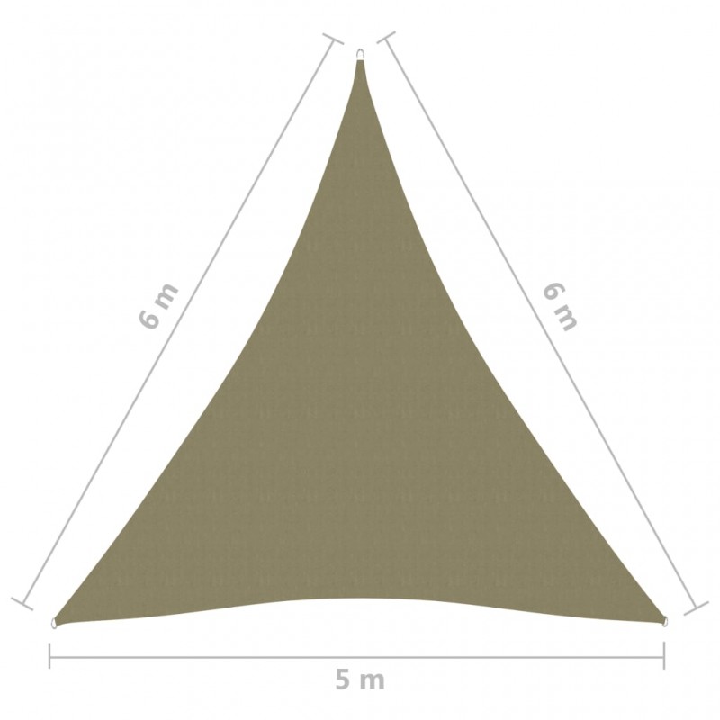 Πανί Σκίασης Τρίγωνο Μπεζ 5 x 6 x 6 μ. από Ύφασμα Oxford