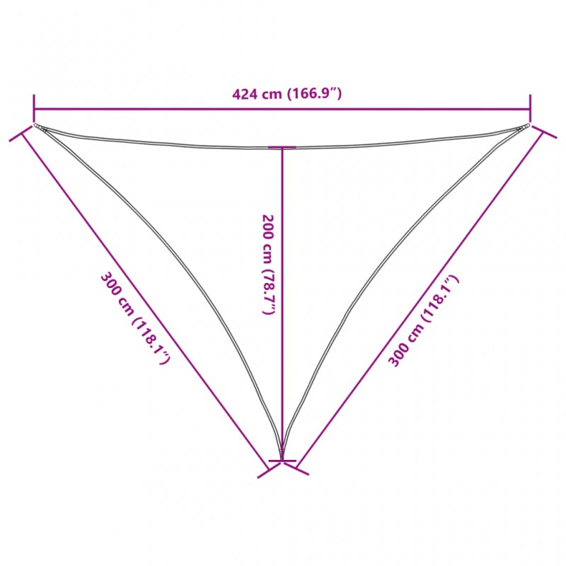 Πανί Σκίασης Τρίγωνο Μπεζ 3 x 3 x 4,24 μ. από Ύφασμα Oxford