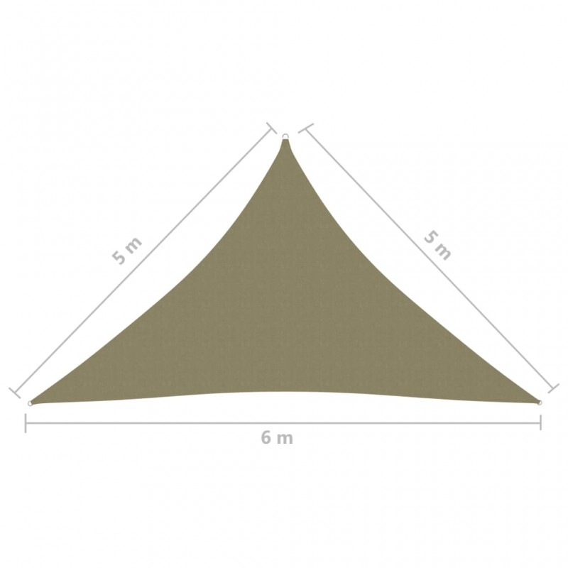Πανί Σκίασης Τρίγωνο Μπεζ 5 x 5 x 6 μ. από Ύφασμα Oxford
