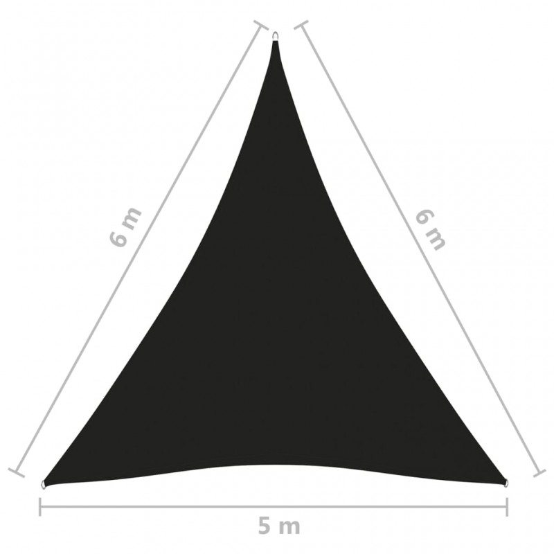 Πανί Σκίασης Τρίγωνο Μαύρο 5 x 6 x 6 μ. από Ύφασμα Oxford