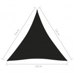 Πανί Σκίασης Τρίγωνο Μαύρο 3,6 x 3,6 x 3,6 μ. Ύφασμα Oxford