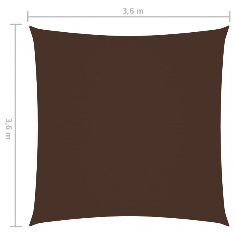 Πανί Σκίασης Τετράγωνο Καφέ 3,6 x 3,6 μ. από Ύφασμα Oxford