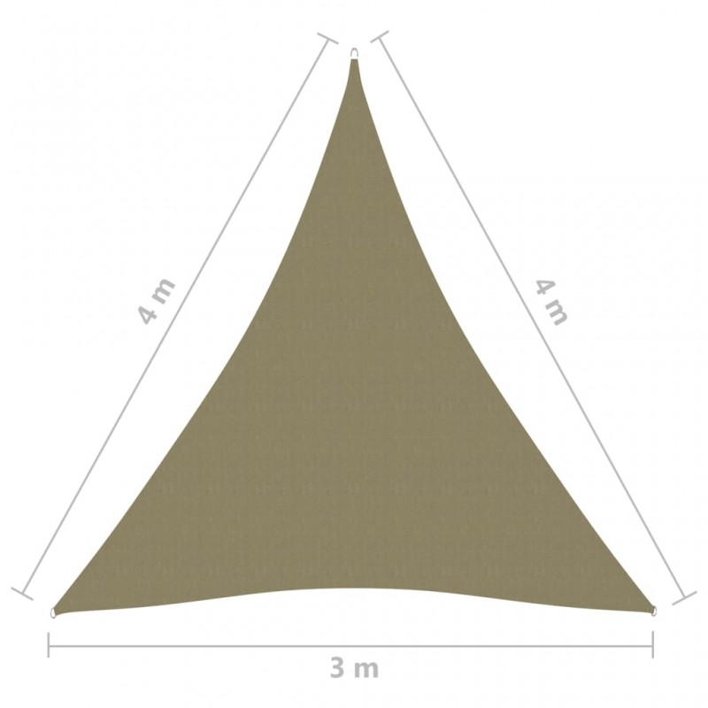 Πανί Σκίασης Τρίγωνο Μπεζ 3 x 4 x 4 μ. από Ύφασμα Oxford