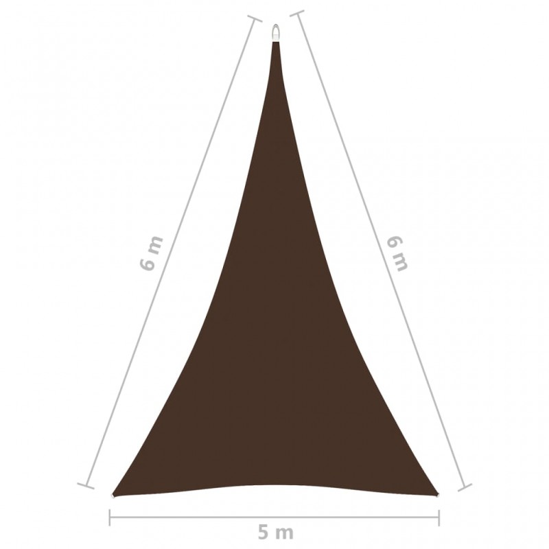Πανί Σκίασης Τρίγωνο Καφέ 5 x 6 x 6 μ. από Ύφασμα Oxford