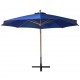 Ομπρέλα κρεμαστή μπλε με ιστό από μασίφ ξύλο ελάτης 3,5x2,9 μ
