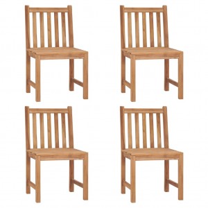 Καρέκλες κήπου  μασίφ ξύλο teak με γαλάζια μαξιλάρια 4 τεμ 