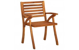 Καρέκλες τραπεζαρίας κήπου από μασίφ ξύλο ακακίας με γκρί μαξιλάρια 2 τεμ