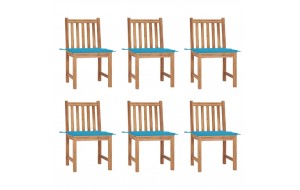 Καρέκλες κήπου από μασίφ ξύλο teak με μαξιλάρια 6 τεμ