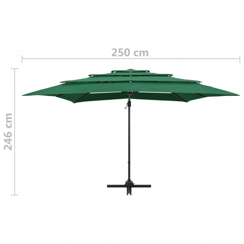 Ομπρέλα 4 επιπέδων πράσινη με ιστό αλουμινίου 250x250 εκ