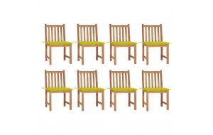 Καρέκλες κήπου από μασίφ ξύλο teak με μαξιλάρια 8τεμ