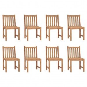 Καρέκλες κήπου από μασίφ ξύλο teak με μαξιλάρια 8 τεμ