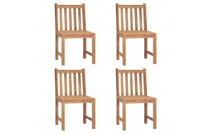 Καρέκλες κήπου από μασίφ ξύλο teak με μαξιλάρια 4 τεμ 