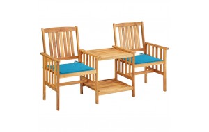  Καρέκλες Κήπου Με Τραπέζι και Μαξιλάρια από Μασίφ Ξύλο Ακακίας