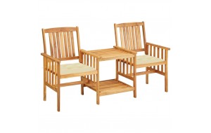  Καρέκλες Κήπου Με Τραπέζι και Μαξιλάρια από Μασίφ Ξύλο Ακακίας