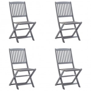 Καρέκλες Εξωτ. Χώρου Πτυσσόμενες 4 τεμ Ξύλο Ακακίας & Μαξιλάρια