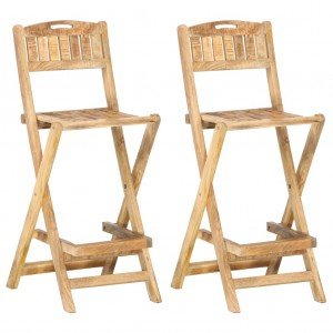  Καρέκλες Μπαρ Πτυσσόμενες 2 τεμ. από Μασίφ Ξύλο Μάνγκο