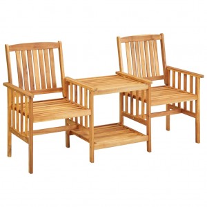  Καρέκλες Κήπου Με Τραπέζι από Μασίφ Ξύλο Ακακίας και Μαξιλάρια
