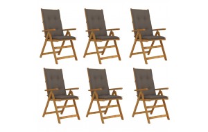 Καρέκλες Κήπου Πτυσσόμ. 6 τεμ. Μασίφ Ξύλο Ακακίας με Μαξιλάρια