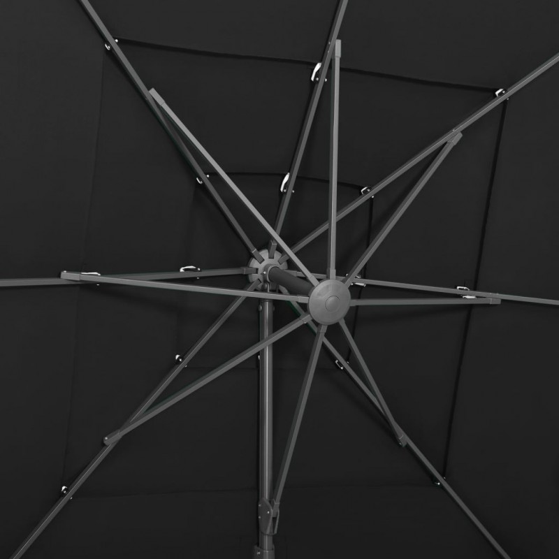 Ομπρέλα 4 Επιπέδων Μαύρη 250 x 250 εκ. με Ιστό Αλουμινίου