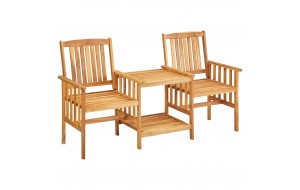 Καρέκλες Κήπου με Τραπέζι και Μαξιλάρια από Μασίφ Ξύλο Ακακίας