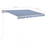 Τέντα Συρόμενη Χειροκίνητη με LED Μπλε / Λευκό 350 x 250 εκ.