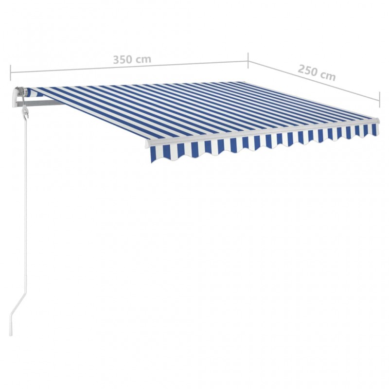 Τέντα Συρόμενη Χειροκίνητη με LED Μπλε / Λευκό 350 x 250 εκ.