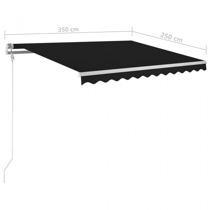 Τέντα Συρόμενη Χειροκίνητη με LED Ανθρακί 350 x 250 εκ.