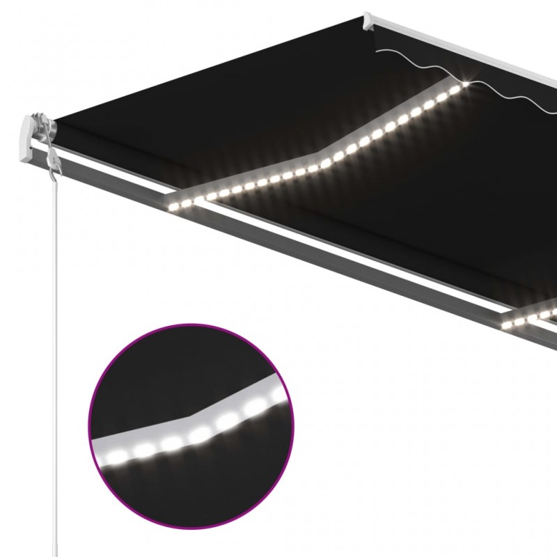 Τέντα Συρόμενη Χειροκίνητη με LED Ανθρακί 350 x 250 εκ.