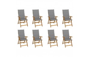 Καρέκλες Κήπου Πτυσσόμ. 8 τεμ. Μασίφ Ξύλο Ακακίας με Μαξιλάρια