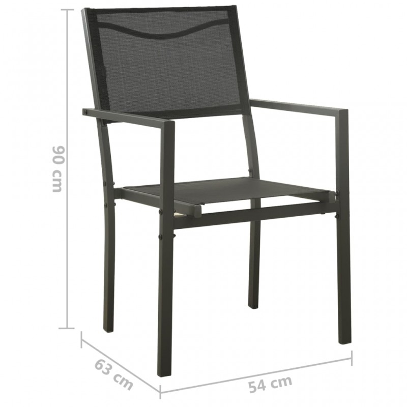 Καρέκλες κήπου σετ δύο τεμαχίων μαύρο και ανθρακί από textilene και ατσάλι