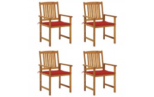 Καρέκλες κήπου 4 τεμ. από Μασίφ Ξύλο Ακακίας με Μαξιλάρια