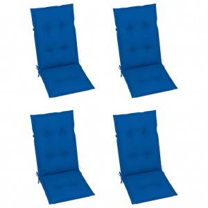 Καρέκλες Κήπου 4 τεμ. από Μασίφ Ξύλο Teak & Μπλε Ρουά Μαξιλάρια