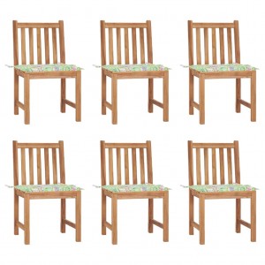 Καρέκλες Κήπου 6 τεμ. από Μασίφ Ξύλο Teak με Μαξιλάρια