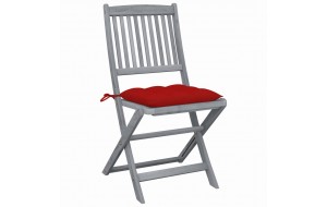 Καρέκλες Εξ. Χώρου Πτυσσόμενες 2 τεμ. Ξύλο Ακακίας με Μαξιλάρια