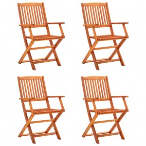 Καρέκλες εξωτ. Χώρου πτυσσόμενες 4 τεμ. Μασίφ ξύλο ευκαλύπτου